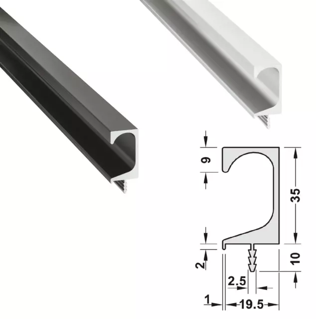 Griff Profilleiste Griffprofil Aluminium 2500 mm Möbelgriff Schubladengriff Alu 2