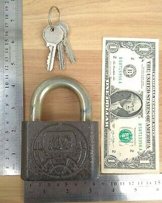 #5 Large cast iron vintage padlock from Ukraine with 3 original keys