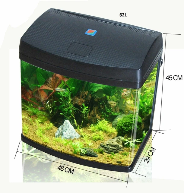 62L Aquarium Fish Glass Tank Fresh Water LED Light Filter Black BXA48