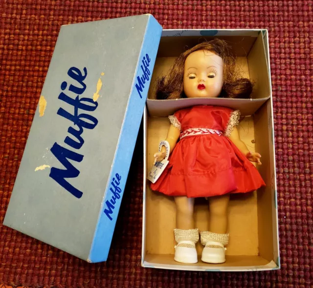 Vintage 1950's Nancy Ann MUFFIE Doll, In Box with Sleep Eyes, Auburn hair