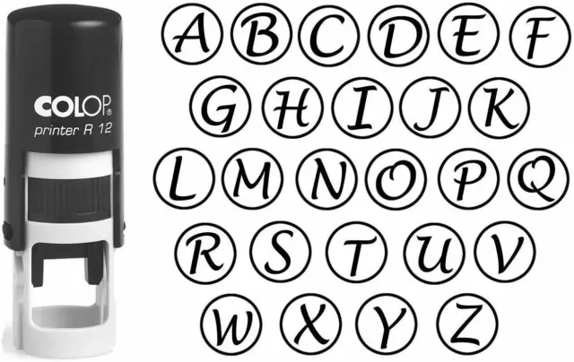 Custom A-Z Alphabet Stamp In Black Ink Monogram Round Rubber Stamp-mcK