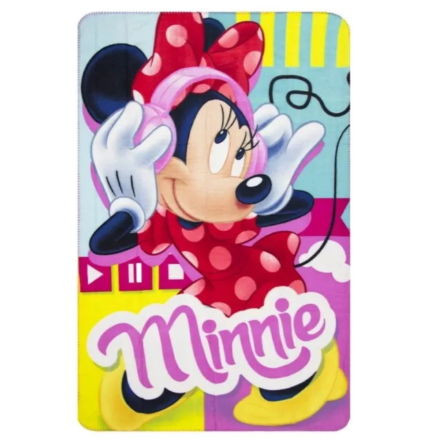 Disney Minnie Mouse Coperta Plaid 150x100cm in Polar Fleece Blanket Cuffie