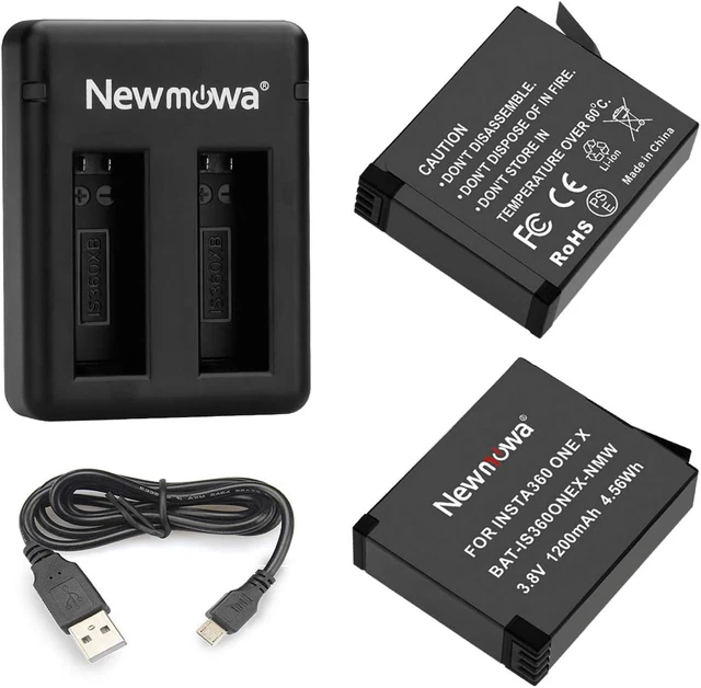 Batería de repuesto Newmowa y cargador USB doble para batería Insta360 ONE X y