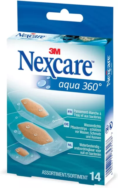 Aqua Clear Waterproof Plasters - Nexcare, Assorted, 14 Pack, Durable