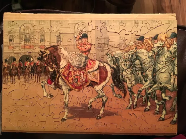 Vintage Wooden Jigsaw Puzzle, Figural Pieces British Scene