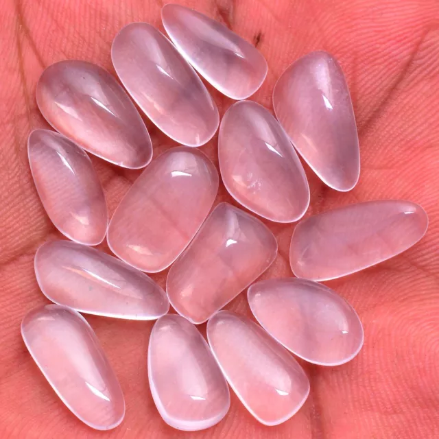 14 Pcs Natural Rose Quartz Cabochon 15mm-17mm Untreated Gemstones Wholesale Lot