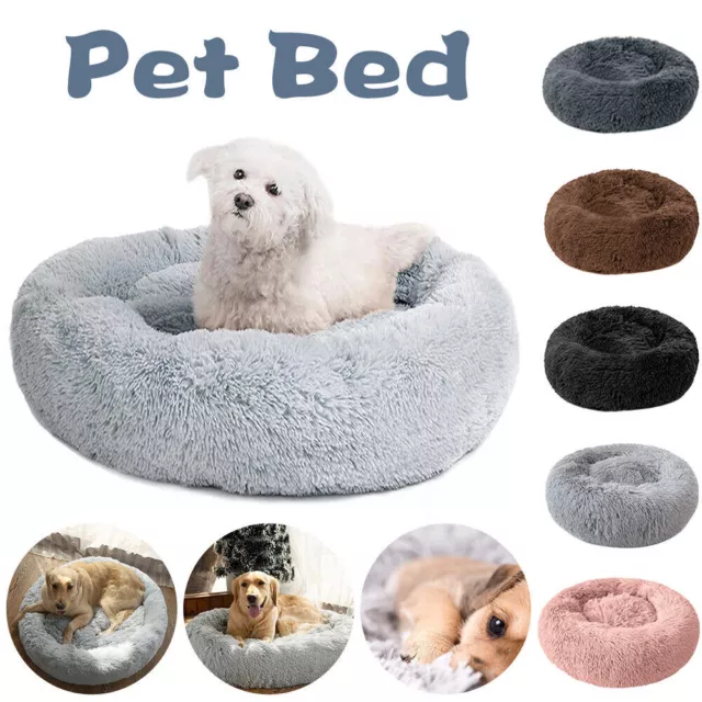 Donut Dog Bed Pet Cat Calming Comfy Shag Fluffy Warm Bed Nest Mattress Donut Pad