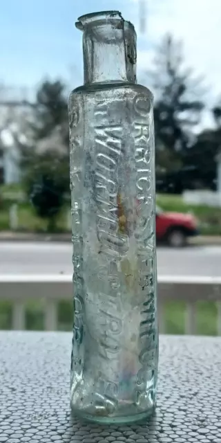 Aqua Pontiled Orrick's Vermifuge Worm Destroyer Baltimore Medicine Bottle