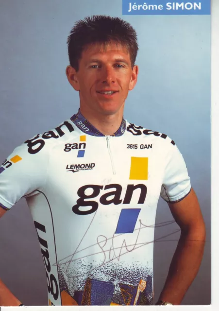 CYCLISME carte cycliste JEROME SIMON équipe GAN 1993 signée