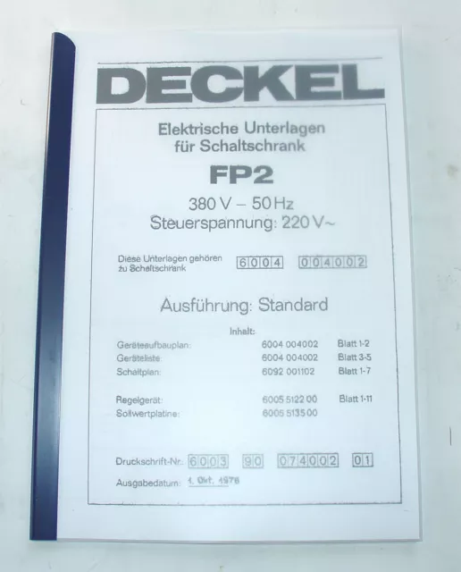 Elektrische Unterlagen (Schaltplan) Deckel FP2 ab Bj.78-80