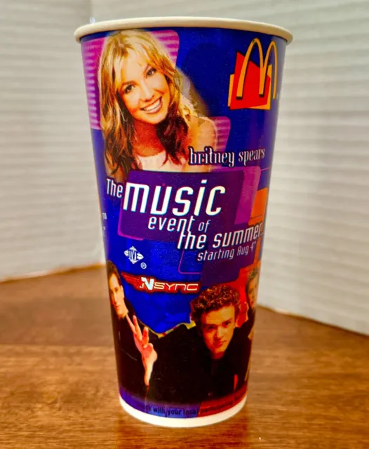 Vintage 2000 McDonalds Wax Paper Cup w/ Britney Spears, NSYNC Promo Collectible