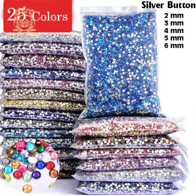 Bulk Silver Resin Rhinestones Non Hot Fix Nail Crystal Flatback Wholesale Beads