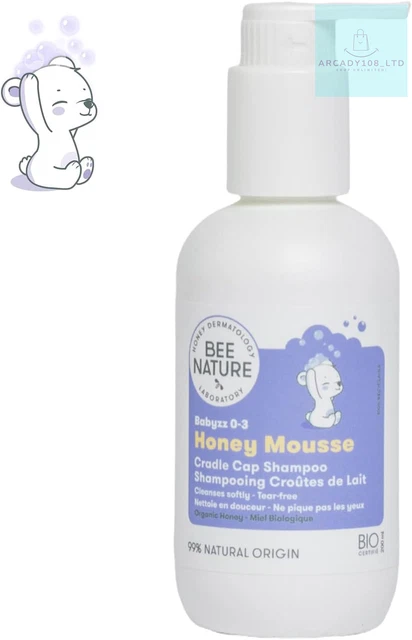 Bee Nature - Organic Baby Shampoo - Cradle Cap Treatment - Tear-Free - 99% - -