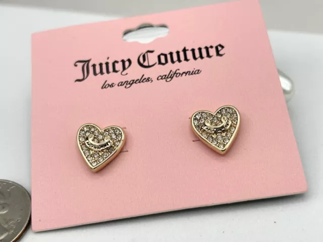 Juicy Couture iconic signed Crystal Heart Stud Earrings