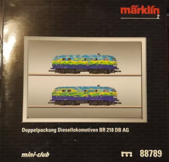 Märklin Z 1:220 88789 Doppelpack Diesellok BR218 DB bunt Neu