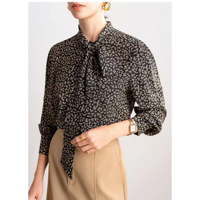 Silk Shirt Women's Lace Up Shirt Mulberry Silk Spring/summer 2024  Luxury Blouse