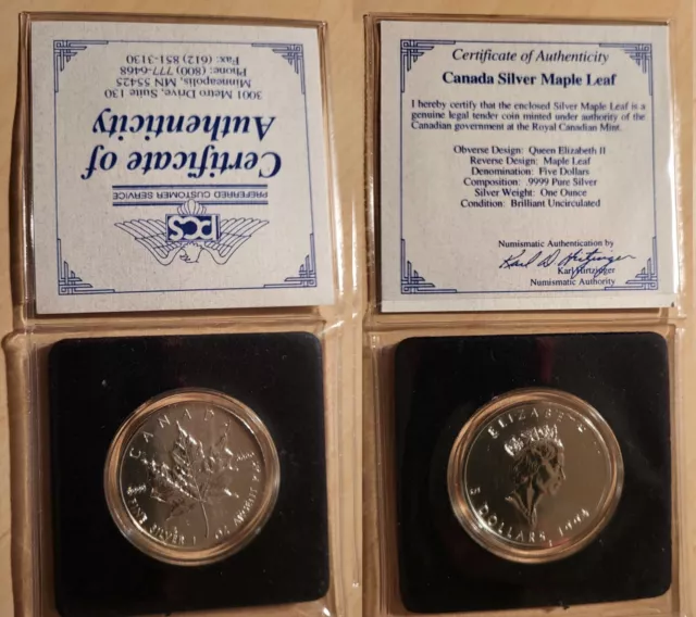 Canada Silver Maple Leaf - 1 Oz - 1994 - 5 Dollars