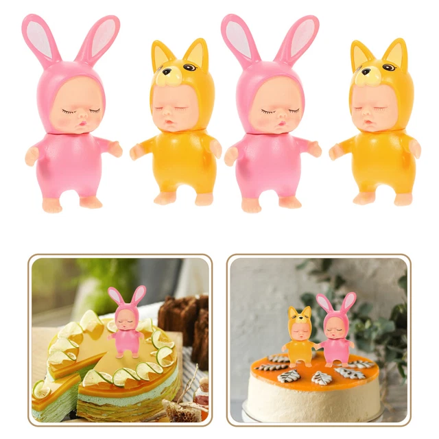 4 piezas Conejo Decoración Mesa Dormir Bebé Pastel Cesta Regalos Niños Muñeca