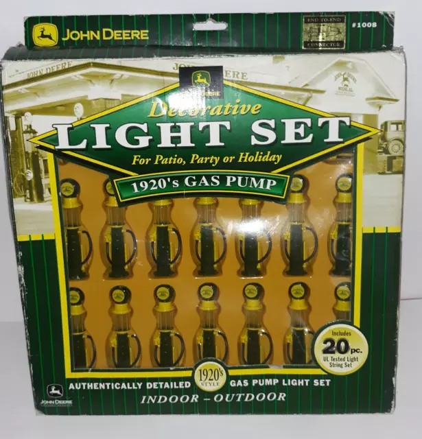 John Deere 1920's Style Gas Pump String Lights 20 pc. Set Party Patio In Or Out