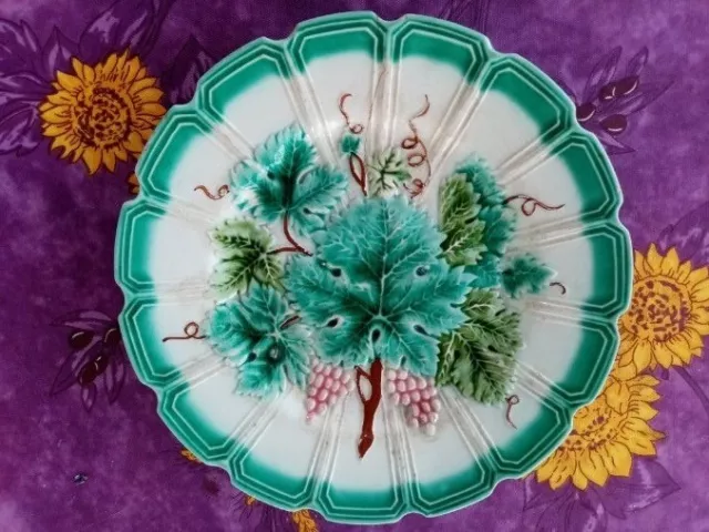 Assiette à Dessert Barbotine Faience de Sarreguemines Majolica Art Nouveau