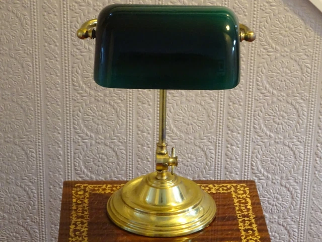 JANS OF LONDON große schwere Vintage grüne Bankierlampe