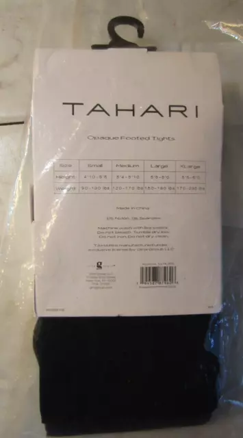NIB TAHARI OPAQUE Footed Tights Black Stocking Socks 2-Pair Size M $17. ...