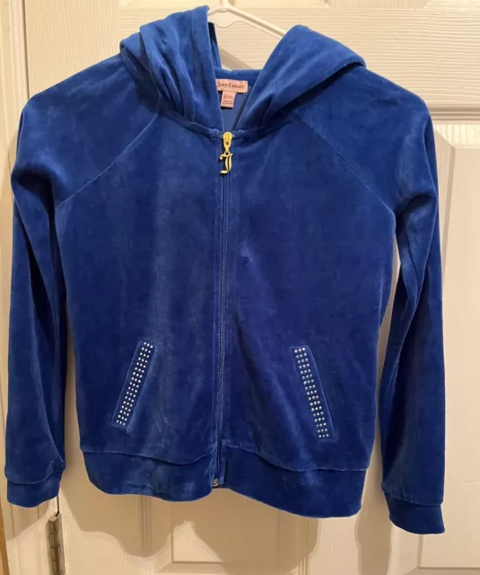 JUICY COUTURE Blue Velvet Velour Zip Up Hoodie Jacket Size XS/S