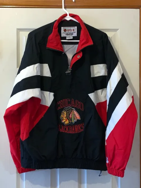 Vintage Nhl Starter Blackhawks Jacket Mens Size Xl Chest Is 26" Length Is 26"
