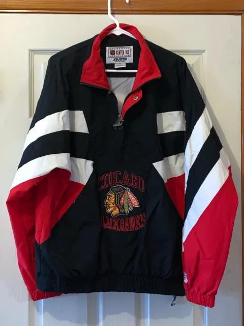 Vintage Nhl Starter Blackhawks Jacket Mens Size Xl Chest Is 26" Length Is 26" Vintage Nhl Starter Blackhawks Jacket Mens Size Xl Chest Is 26" Length Is 26"