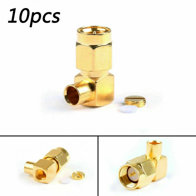 10x SMA Male Right Angle RF Coaxial Conector Plug per RG402 Semi-Flexible Cavo