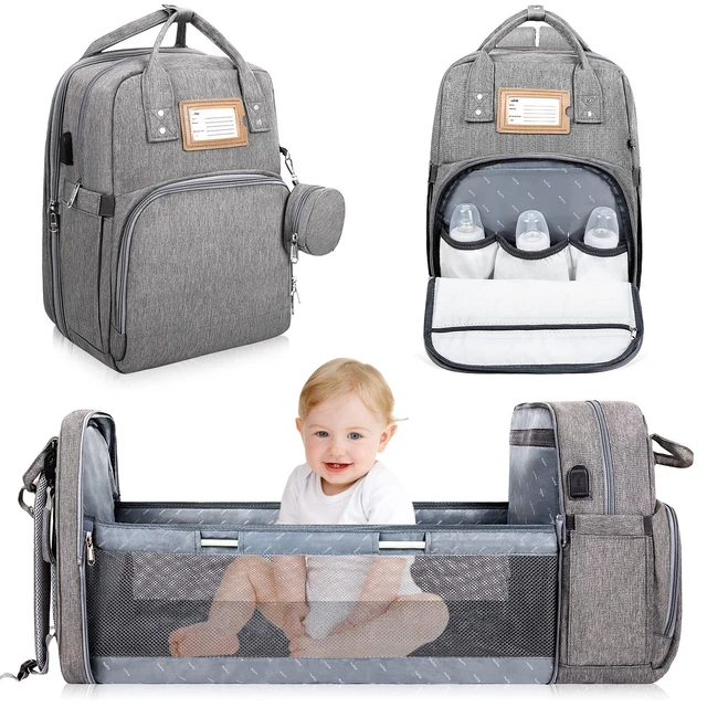Nuliie Diaper Bag Backpack with Changing Station-Grey
