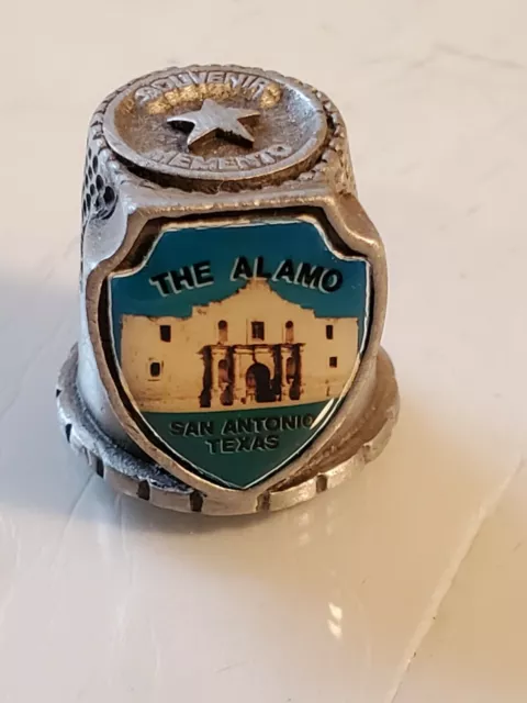 Vintage Pewter Thimble Texas Souvenir momento box6