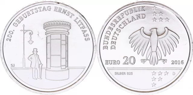 20 Euro, Allemagne 20 euros - 200. Geburstag Ernst Litfass - 2016