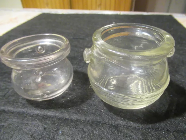 Two Antique Witches Pots Glass Candy Containers