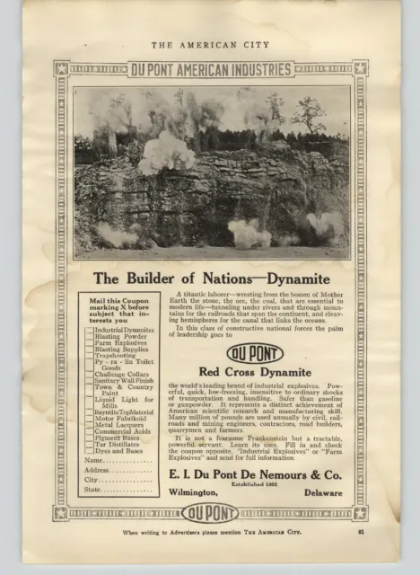 1918 PAPER AD Dupont American Red Cross Dynamite Noiseless Typewriter