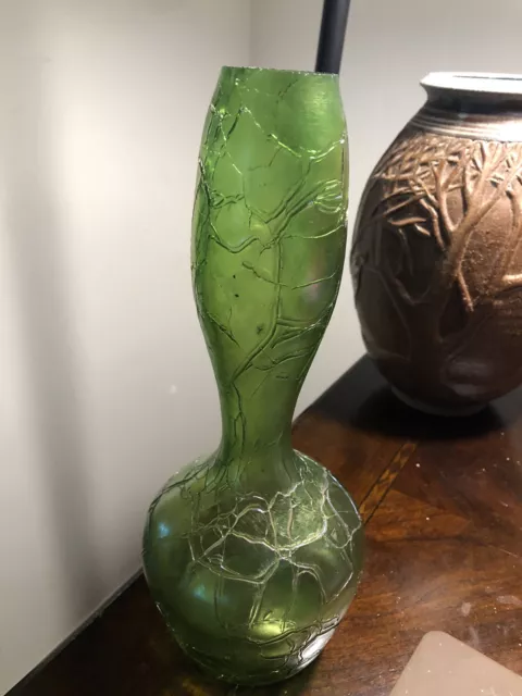 Czech Kralik Crackle Art Glass Vase