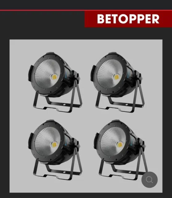 4 Betopper LED COB Zoom Par Lights 100W Warm/Cold White Lighting  DMX512