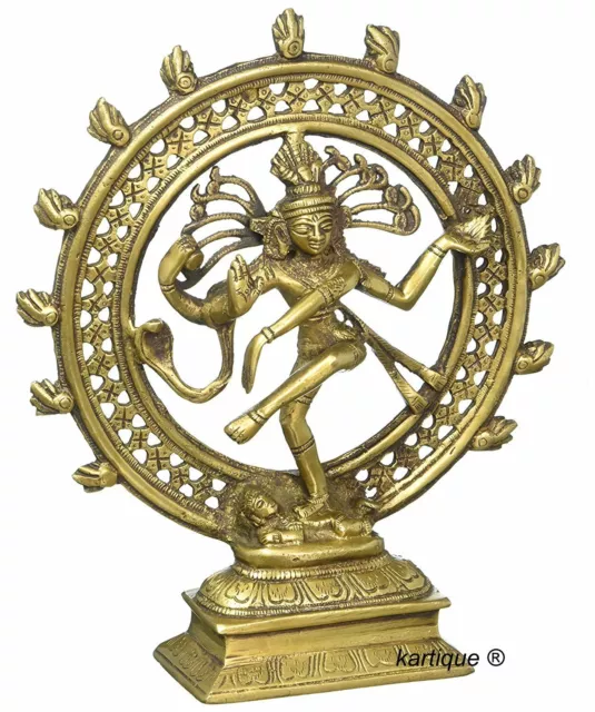 Brass Dancing Natraj Murti Lord Shiva Idol Showpiece Home Decor Figurine 9.5"