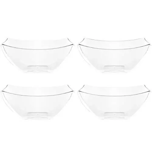 Disposable Square Serving Bowls, Party Snack or Salad Bowl, 8 OUNCE Clear