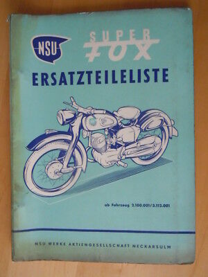 Nachtrag zur NSU Ersatzteile Liste 1939 501/601 TS 