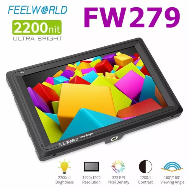 FEELWORLD FW279 7Inch Ultra Bright 2200nit on Camera Field DSLR Monitor1920x1200