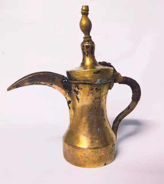 Antique Dallah Brass Coffee Copper Pot Arabic Middle Eastern Bedouin tea solid 2