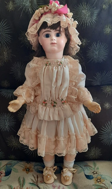 Antique 21" Bisque French E 9 D Doll On Composition Body