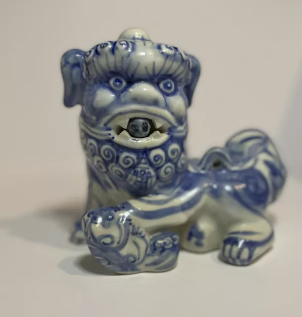 Blue and White Foo Dog statues Antique Guardian Shishi Lion