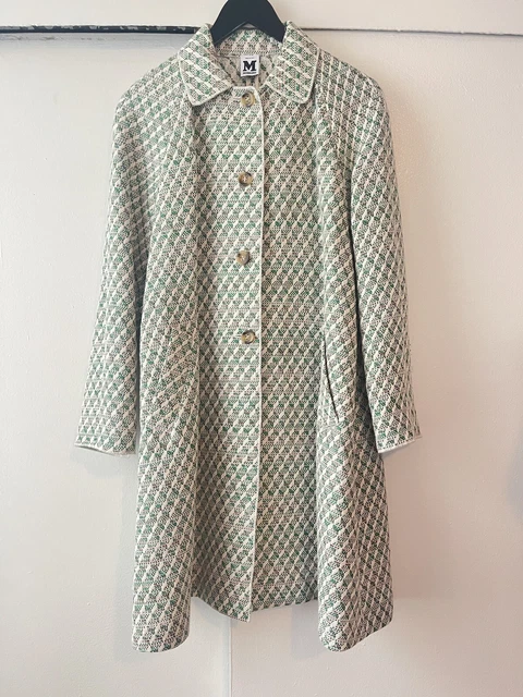 M Missoni White Green Woven Raffia Tweed Coat Spring Jacket M Missoni White Green Woven Raffia Tweed Coat Spring Jacket