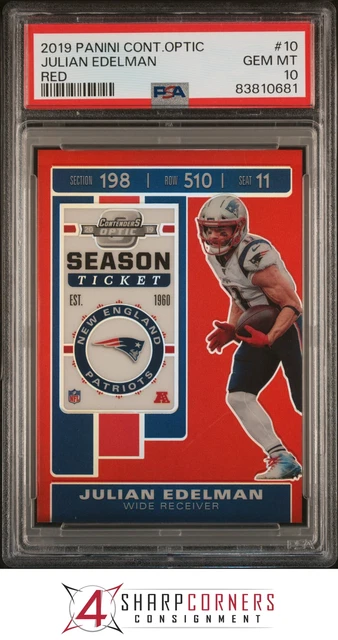 2019 Panini Contenders Optic Red #10 Julian Edelman #/199 Pop 2 Psa 10