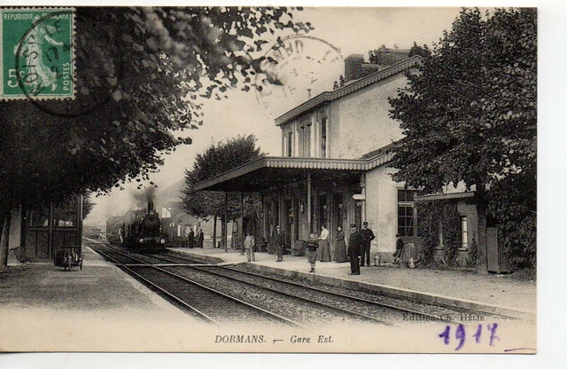 DORMANS - Marne - CPA 51 - 1900 map - the station - the train arrives at the station