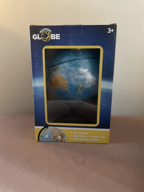18cm Discovery Globe World Map ATLAS Revolving with STAND Earth Goegraphy Boxed