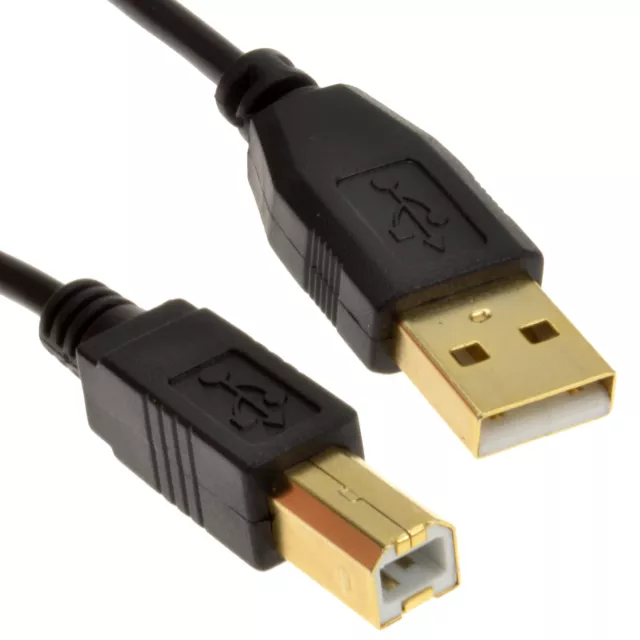 GOLD USB 2.0 High Speed Cable Printer Lead A to B Plug 24AWG 25cm/50cm/1m/2m/3m