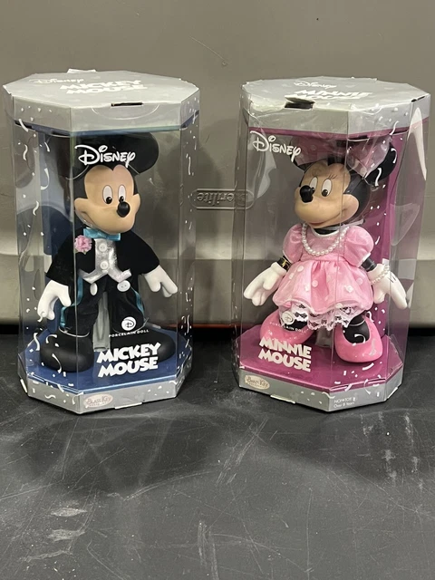 Rare Set Of Brass Key Keepsakes Mickey & Minnie Mouse Porcelain Figure 2006